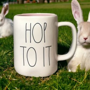 Rae Dunn Hop To It Mug with Pink interior